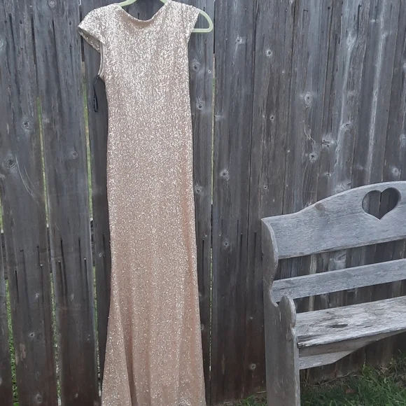 Sorella Vita SV Gold Sequin Dress Low Back Size 10 Gorgeous Gown Bridal Prom - Picture 8 of 16